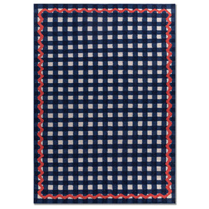 Alhambra - Alfombras de Lana Hechas a Mano en Color Azul, Tejido Plano para el Hogar, para Pasillo, Entrada, Sala de Estar, Dormitorio, ADWL-13292, Nueva Colección - Product Image 1