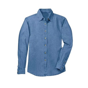 Precio al por mayor Últimas Señoras con estilo Jeans Tops y blusas Camisas de mezclilla de manga larga para las mujeres Exportar de BD - Product Image 6