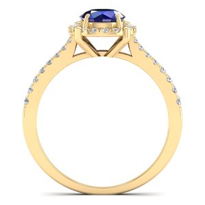 REYES Diseño Elegante 14K Oro Diamante Regalos de Boda Joyería Fina Zafiro Azul Natural Piedras Preciosas Anillos de Compromiso para Mujeres - Product Image 4