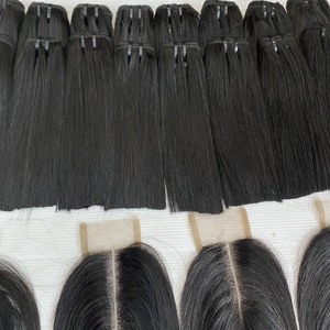 Extensions de cheveux humains vierges Remy 100 % vietnamiens, lisses, avec closure, pour femmes noires, marque privée - Product Image 6
