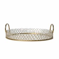 Plateau de service décoratif mobile personnalisable en métal et cristal, artisanat de luxe moderne de qualité supérieure, pour la maison et l'hôtel