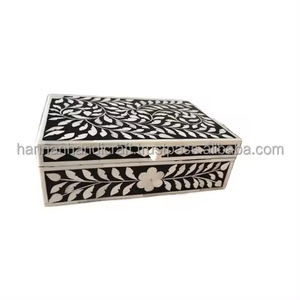 Boîte à bijoux minimaliste haut de gamme en MDF, faite à la main, luxueuse, avec incrustations d'émail, organisateur pour la maison, la chambre à coucher, rangement, cadeau, matériau en os - Product Image 1