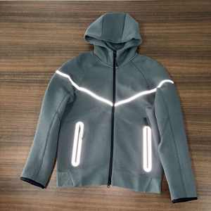 Sweat à capuche polaire technique d'hiver personnalisé avec logo, service OEM, décontracté, en coton épais, réfléchissant, pour homme, vêtement de sport - Product Image 5