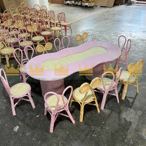 <b>Kids</b>' Rattan Pink and Natural Table and <b>Chairs</b> Set with <b>Chairs</b> for Indoor and Outdoor Birthday Parties - Product Image 5