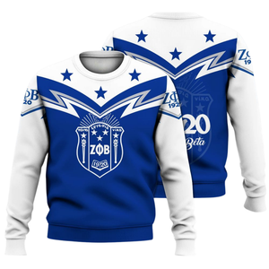 Zeta Phi Beta Greek Sorority – sweat-shirt à col rond brodé bleu pour femmes, vêtements 1920 - Product Image 3