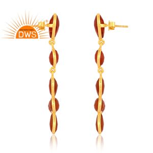 Último diseño de plata esterlina 18K chapado en oro Natural Onyx rojo piedra preciosa colgante pendiente Demi joyería fina fabricante - Product Image 3