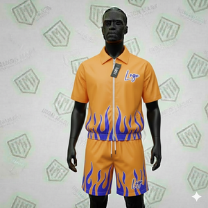 Ensemble de survêtement en nylon deux pièces à capuche pour homme, style streetwear, couleur unie, haute qualité, coupe-vent et short, collection Hiver 2026, vente en gros - Product Image 3