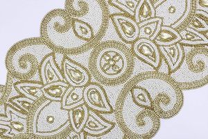 ผ้าปูโต๊ะลายดอกไม้สำหรับใช้ในบ้านโต๊ะรับประทานอาหารคริสต์มาสงานแฮนด์เมดพร้อมแผ่นรองจานประดับลูกปัดลายดอกไม้ - Product Image 4