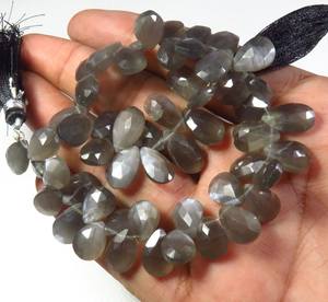 Lot en gros de 8 brins 9-13mm en forme de poire à facettes taillées pierre de lune grise naturelle perles de pierres précieuses belles pierres précieuses en vrac" - Product Image 5