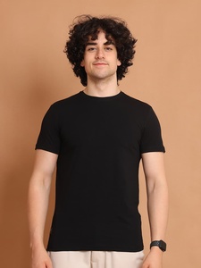 T-shirt à manches courtes à col rond de qualité supérieure basique extensible confortable polyvalent essentiel pour tous les jours décontracté 100% coton - Product Image 2