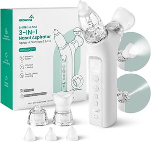 Aspirateur nasal 3-en-1 pour bébé, nettoyeur nasal par pulvérisation et dispositif de soufflage, respectueux de la peau, outil de soin du nez à arrêt automatique - Product Image 1