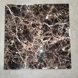 Carreaux de porcelaine émaillés polis hautement brillants 600x600mm Carreaux de sol en marbre de haute qualité couleur foncée - Product Image 4