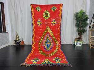 พรมขนแกะแนววินเทจทำมือพรมแดงลายศิลปะพรมขนแกะสไตล์โมรอคแคนวินเทจ - Product Image 4