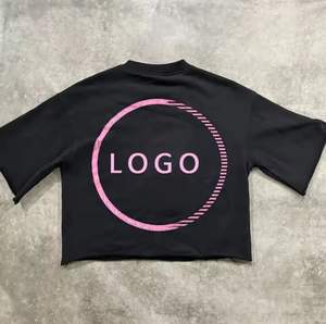 Nouveaux hommes goutte épaule t-shirt poids lourd 100% coton col rond t-shirt surdimensionné Applique Patch broderie Boxy chemise courte - Product Image 6