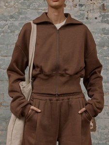 Survêtement d'hiver pour femmes grande taille, respirant, décontracté, uni, en coton éponge, à jambes larges, à capuche, pantalon de jogging surdimensionné - Product Image 6