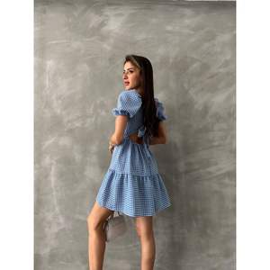 Vestido Casual Topshow en Azul a Cuadros, Producto al por Mayor - Product Image 3