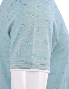 Men's Casual Solid Breathable Polyester Cotton Knitted Fabric <b>Shirts</b> with Digital Printing Front Logo <b>Half</b> Sleeve ODM Supply - Product Image 6