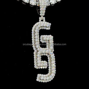 Colgante de moissanita personalizado Vertical, nombre de letra Iced Out 925, joyería de plata Hiphop, colgante de moissanita - Product Image 4