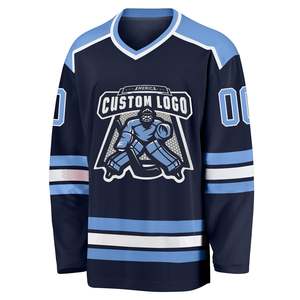 Jersey de Hockey sobre Hielo Azul Marino para Hombre, Personalizado con Nombre y Número, Jersey de Partido de Equipo, 100% Poliéster, Uniforme de Torneo Personalizado de Fábrica - Product Image 2