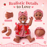 Muñeca Reborn Babeside de 15 Pulgadas, Bebé Sonriente de Vinilo Completo, Niña con Traje de Cuadros Rojos y Lazo, Modelo Nico