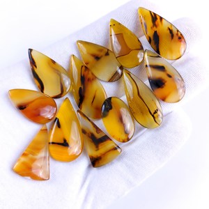 DHORGEMS Vente en gros de pierres précieuses en agate naturelle du Montana, cabochons en vrac, coupes en poire/ovales pour la fabrication de bijoux - Product Image 3