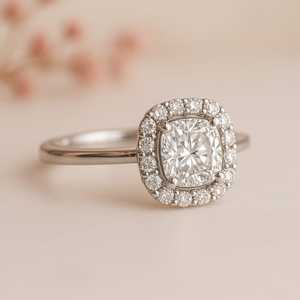 Trendy .50ct Moissanite Bague de fiançailles Design élégant et simple en plaqué or blanc 14 carats - Product Image 4