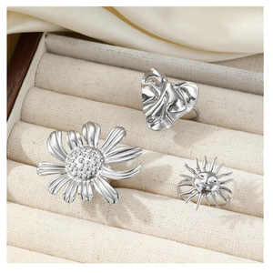 Wholesale Simple Style Religious Engagement Inlay <b>Rings</b> 18K Gold Plated Titanium <b>Steel</b> Geometric Design <b>Stainless</b> <b>Steel</b> Shell - Product Image 6