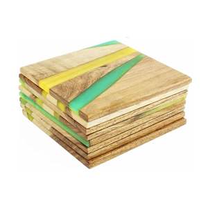 Posavasos decorativos de resina epoxi cuadrados hechos a mano de alta calidad, posavasos decorativos de resina de madera, posavasos para tazas de té a precio mayorista - Product Image 5