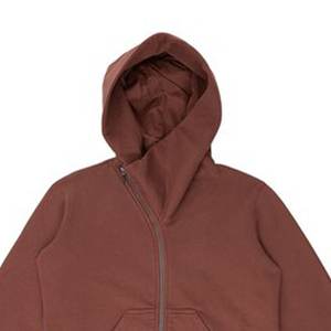 Vente en gros de sweat à capuche streetwear à logo personnalisé sweat-shirt à fermeture éclair diagonale pour hommes femmes 100% coton tissé teint uni automne - Product Image 5