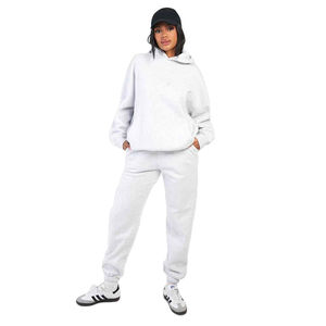 Ensemble de survêtement à capuche pour femme sur mesure, deux pièces, hiver, 100% coton, léger, pantalon de jogging à taille élastique avec strass - Product Image 1