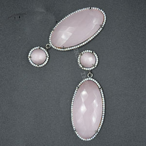 925 plata esterlina rosa claro Monalisa con CZ mujeres declaración joyería hecha a mano pendientes piedras preciosas joyería pendientes - Product Image 3