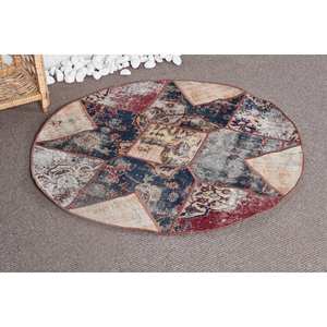 Tapis Vintage Laine Rouge et Bleu Patchwork Grande Surface 9x12 Rectangle Couloir Motif pour Entrée ou Chambre Latex Soutenu - Product Image 2