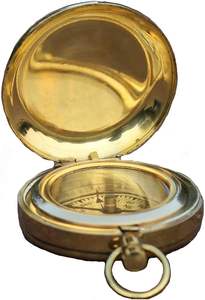 Brújula de poema de latón envejecido náutico con estuche de cuero. Brújula de latón grabado. - Product Image 3