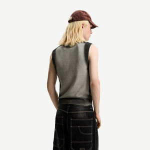 T-shirt en coton brodé imprimé tricoté, t-shirts courts pour hommes, avec logo personnalisé, coupe Boxy - Product Image 4