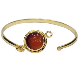 925 Sterling Silver Plaqué Or Cabochon Rouge Onyx Gemstone Bracelet Excellente Qualité À La Main Unique Réglable pour L'engagement - Product Image 1