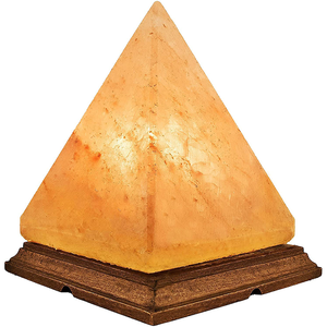 Fournisseur pakistanais de sel rose de l'Himalaya Lampe pyramidale USB Lampe de roche en cristal de guérison naturelle avec base en bois - Product Image 1