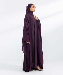 Color púrpura personalizado nuevo diseño ropa informal ropa islámica señoras Abaya a la venta manga larga señoras nuevo Abaya servicio OEM - Product Image 2