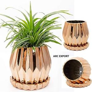 Jardinières de décoration rondes en or rose poli pour la maison Jardinières de sol de mariage de grande taille en métal de la meilleure qualité à bas prix - Product Image 1