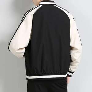 Veste universitaire pour hommes tendance en gros personnalisée, fermeture éclair, manches contrastées, style baseball, vêtements décontractés, vêtements de sport - Product Image 3