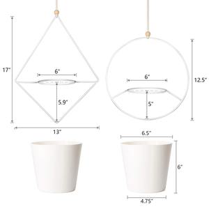 Elegant White Metal <b>Hanging</b> <b>Planter</b> For <b>Indoor</b> Garden Spaces And Balcony Styling With A Fresh Contemporary Appeal From India - Product Image 5