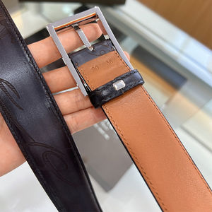 Cinturón de Cuero para Hombre al por Mayor de Fábrica, Cinturón de Cintura con Patrón Decorativo de Moda con Hebilla de Pin, Cuero Genuino Transpirable - Product Image 6