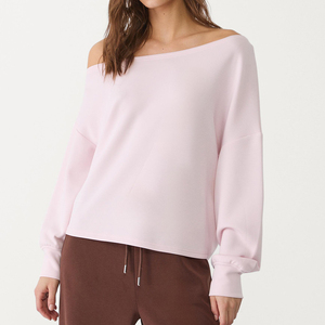 Sweat-shirts 100% coton pour femmes, simples, surdimensionnés, essentiels, à col en V, coupés, couleur unie, teints, sweat-shirts pour femmes - Product Image 1