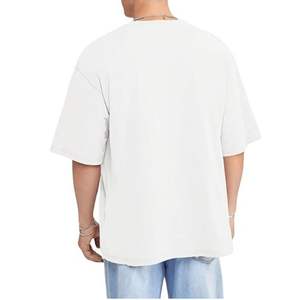 Camiseta holgada blanca de talla grande para hombre, Camiseta holgada con hombros caídos y cuello redondo, Media manga, Camisetas Básicas de estilo Formal de Color sólido - Product Image 2