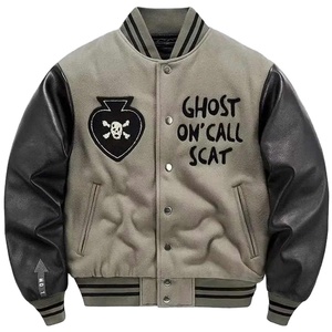 แจ็กเก็ตเบสบอลวิทยาลัยไซส์ใหญ่พิเศษสำหรับผู้ชายมาใหม่ฤดูหนาวปักลายด้วยกำมะหยี่ขนแกะอักษร - Product Image 1