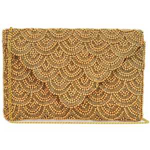 Bolso de mano de noche tejido a mano con cuentas de vidrio y detalles de cuentas pequeñas, forma y color personalizables, diseño hecho a mano. - Product Image 1