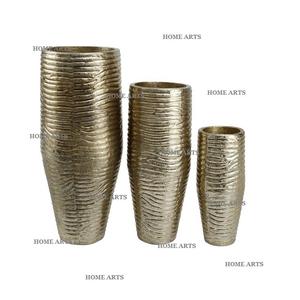 Designer Gold Polished Brass <b>Vase</b> Flower <b>Vase</b> <b>Set</b> Of <b>3</b> Different Size Customized Shape Flower <b>Vase</b> In Bulk - Product Image 1