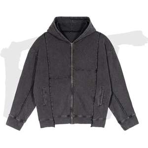 Nueva llegada pulóver de manga larga personalizado con bolsillos de canguro de talla grande ropa de hombre Sudadera con capucha de lavado ácido - Product Image 6