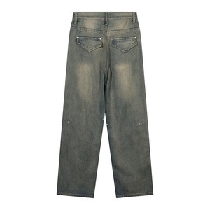 Pantalon droit décontracté à taille haute, patchwork, couture, hip-hop, jean de haute qualité - Product Image 3