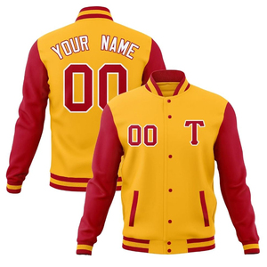 Veste de baseball varsity pour homme de haute qualité en gros, col montant, broderie sur le devant, solide, coupe-vent, style streetwear - Product Image 3