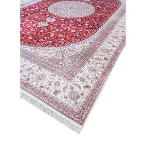 Alfombra de Seda Anudada a Mano Gulmarg, Diseño de Medallón Rojo y Naranja, para Decoración de Sala de Estar o Pasillo, Tamaño 9x12 - Pae-6348 - Product Image 2